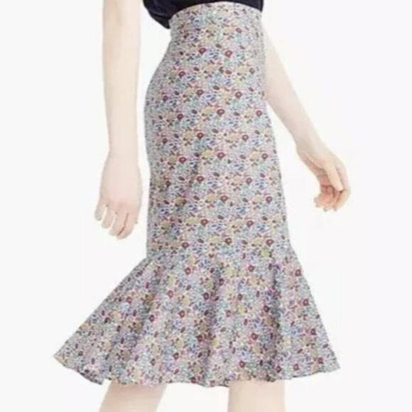 J. Crew Liberty Trumpet Skirt Favourite Flowers Skirt 4P - Picture 13 of 13